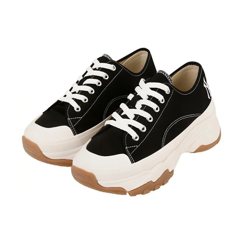 MLB Chunky High Low New York Yanker Slip Resistant Abrasion Resistant Low top Canvas Shoes Unisex Black Sneakers 32SHU2111-50L