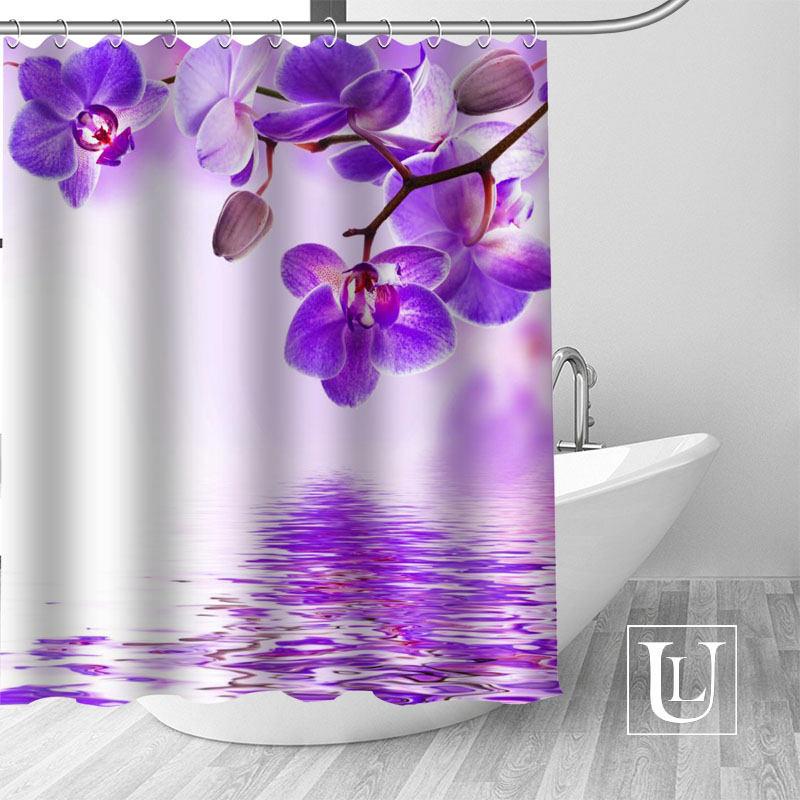 

Орхидеи цветы Шторки для душа Пользовательская занавеска для ванной Водонепроницаемая ткань для ванной Полиэстеровая шторка для душа 1 шт. на заказ 180x200cm