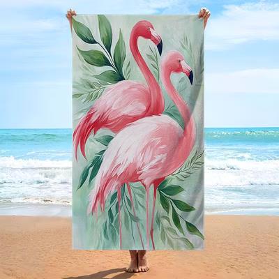 Aquarell Künstlerischer Flamingo Druck Strandtuch Schnelltrocknend Saugfähiges Handtuch für den Sommer Strandurlaub