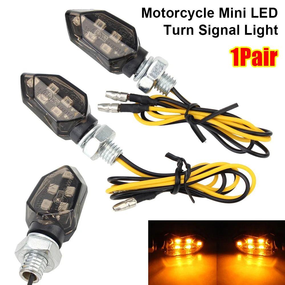 1Pair Mini LED Indicators Light Universal Amber Blinker  Motorcycle Motorbike Accessory