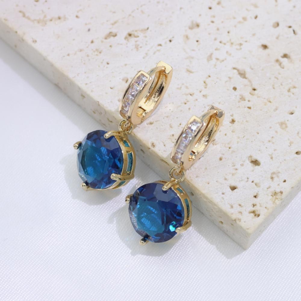 1 Paar einfache runde Hängeohrringe für Damen Zirkonia Ohrring Schmuck Hochzeitsfeier Zubehör