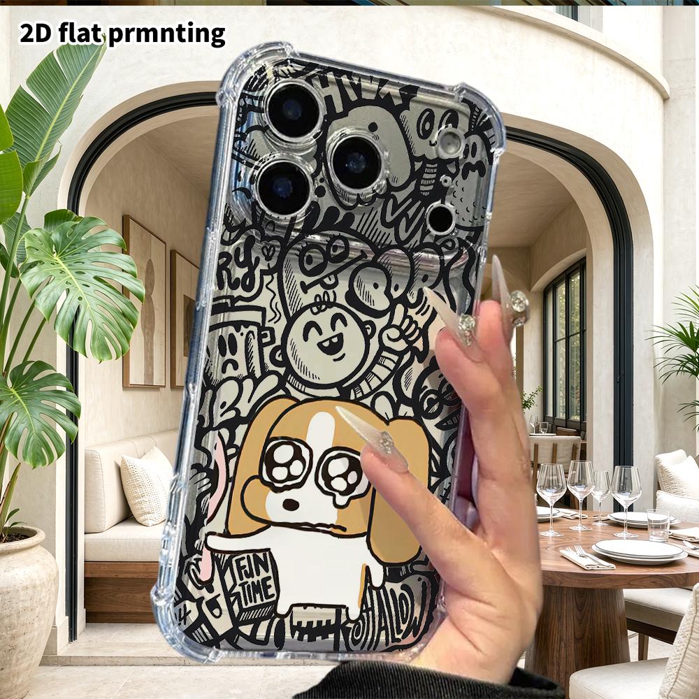 Phone Case: 2D Flat Suitable for iPhone 18 17 16 15 14 13 Pro, Transparent with Corner Protection, Sad Crying Face, Christmas and Halloween Gift