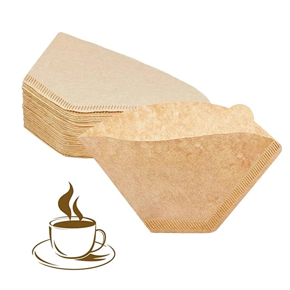 100 Pcs with Handle Cone Coffee Filter Paper Disposable Coffee Dripper Coffee Maker Paper  Travel