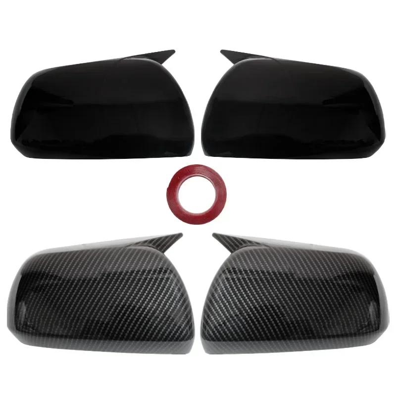 For Toyota Highlander 2008-2013 Car Rearview Side Mirror Cover Horn Wing Cap Exterior Door Case Trim Carbon Fiber Black