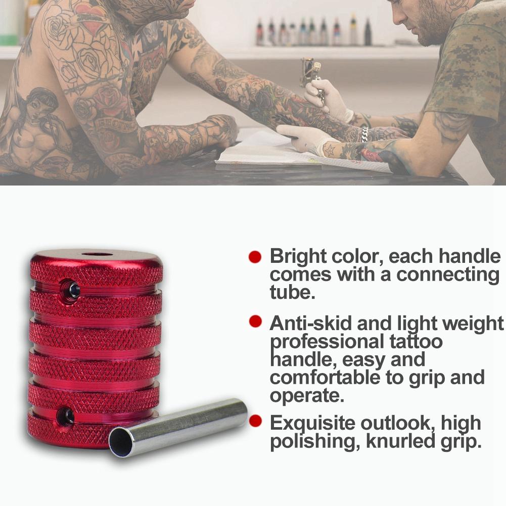 35mm Aluminiumlegierung Tattoo Gerändelter Griff Tube Tattoo Maschine Griffgriffe (rot)