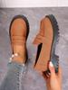 Spring & Fall Large Size Platform Loafers: Thick Sole, Solid Color Slip-On Casual Shoes for European & American Fashion.