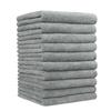 Etech Hotel-Quality Breathable Microfiber Face Towels, 10-Piece Set, Soft, Fluffy, and Durable, Solid Color (Gray)