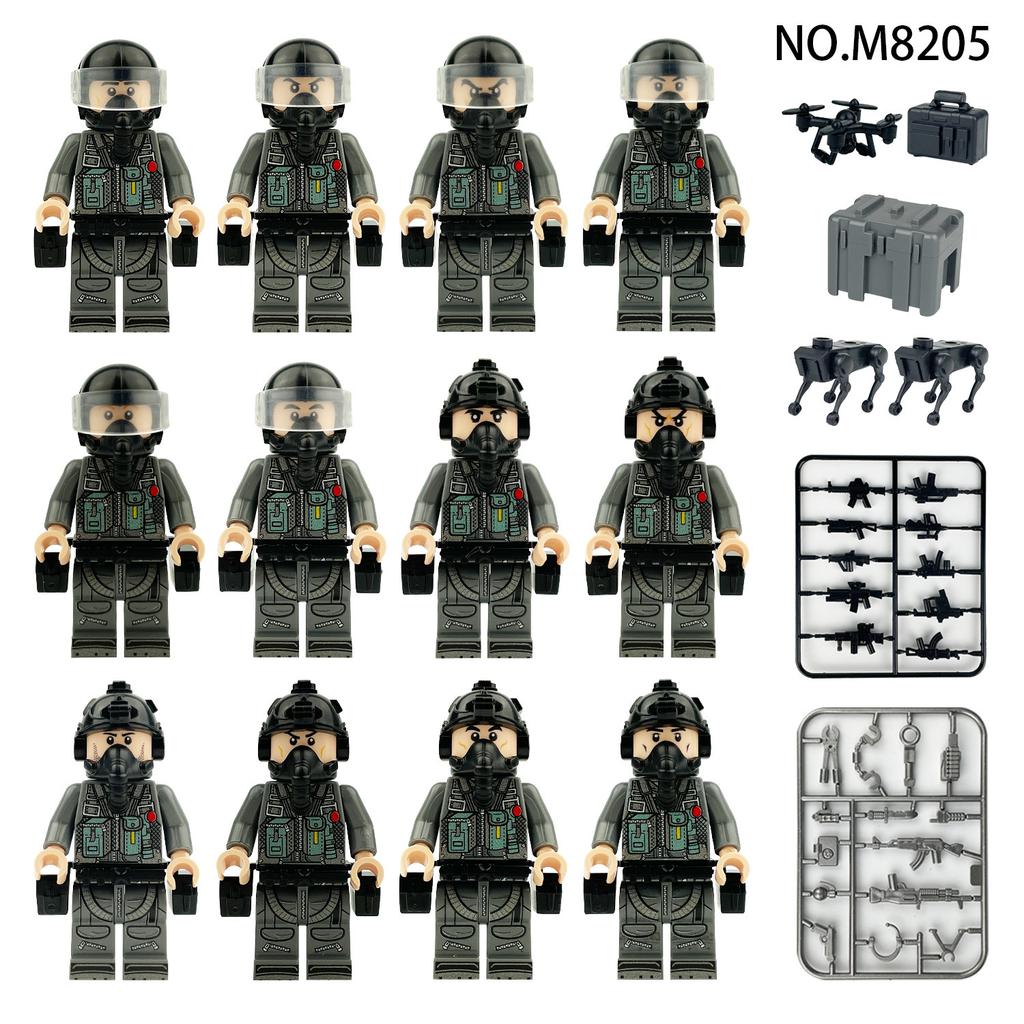 M8219 Out Of The Sky Plane Captain Police Figure Small Particles Building Block Children'S Toys