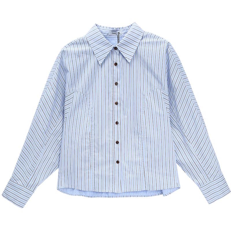 Betu Women s French Style Striped Cotton Long-Sleeve Shirt M