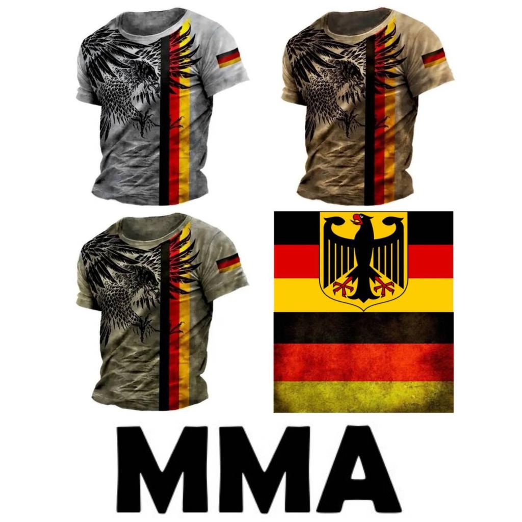 T-shirt Allemagne Eagle MMA Mix Martial Art 3D Muay Thai Kick Boxing Imprimé Vintage Rétro Entraînement Séchage rapide Hommes Femmes Unisexe Manches Courtes Col Rond