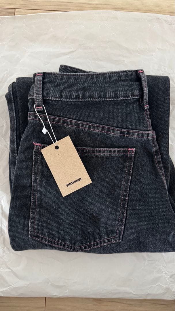 

[USED] SHISHIKUI Black and Pink Stitch Denim Size 30