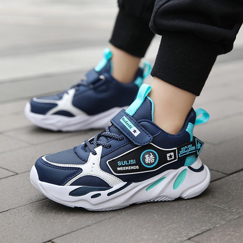 Boys Boys Leather Primary School Students Autumn and Winter 2025 Running Shoes Medium Older Children's Daddy Shoes Sneakers Casual New