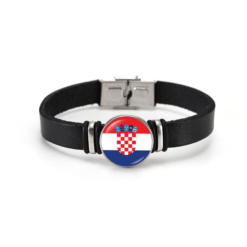 Weltcup-Länderflaggen Lederarmband Armreif - Europameisterschaftsflaggen Design Schmuck