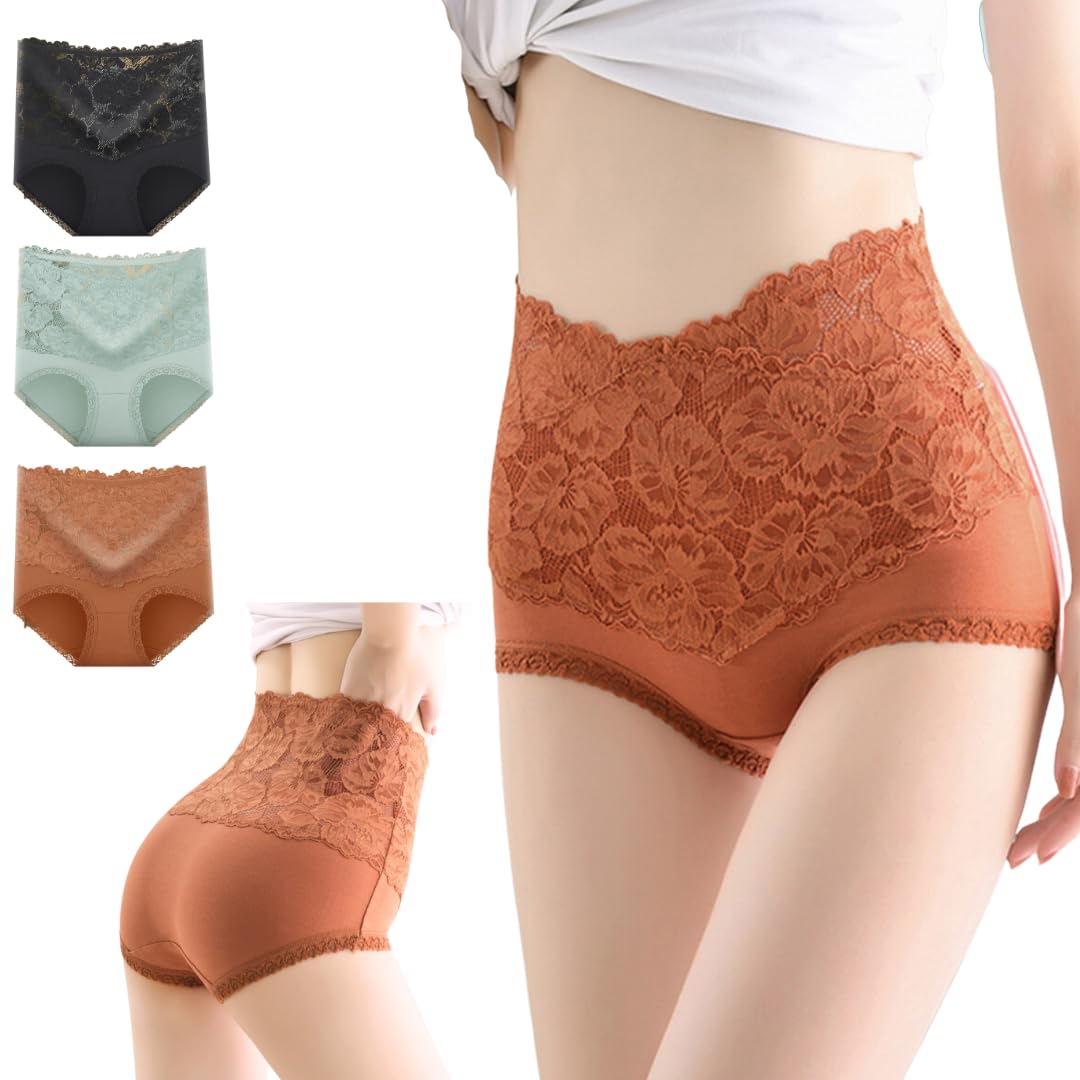 

High Waist Deep Bulk High Fully Shapewear Shorts Type [Let Heart] Shorts, Shorts, Women s, 3-Piece Set, Shapewear, Lace, Deep-Waisted, 100% Cotton,