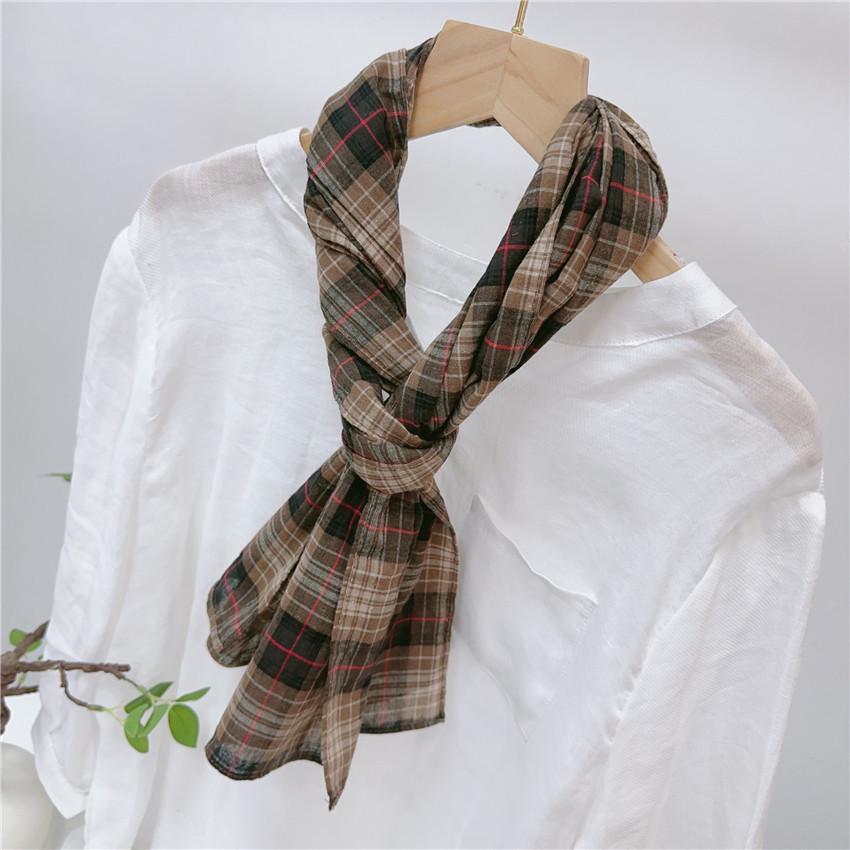 Reiner Baumwoll-Schal mit garngefärbtem Karomuster in über 20 Farben