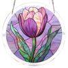 Round Stained Glass Window Hanging Panel with Abstract Forest and Pathway Design for Home Decoration Art Suncatcher
