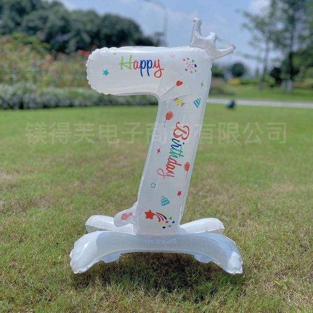 32 Inch Standing White Number Balloons Birthday Decoration Balloons Kids Birthday First Party Girl Banquet Shower Baby Decor 