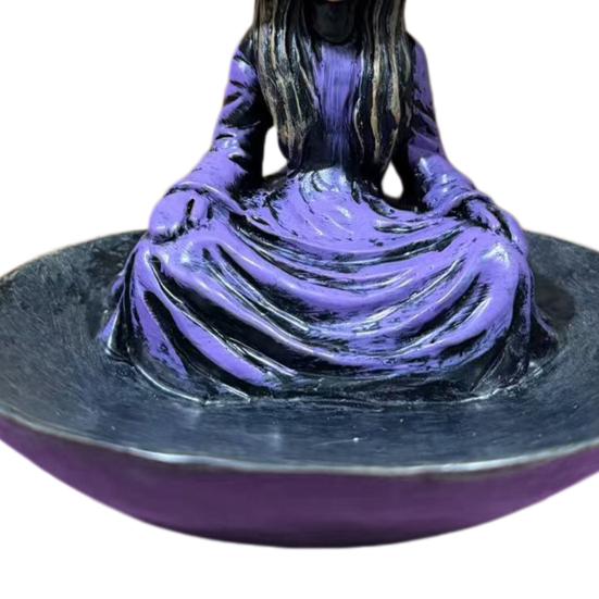 Meditating Witch Garden Bird Witch Wild Bird Feeder Purple Hat Seeds Tray