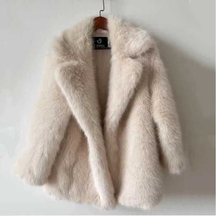 Fur Coat Women's Autumn And Winter Warm Suit Collar Imitation Fur Coat Medium Long Fox Fur Coat