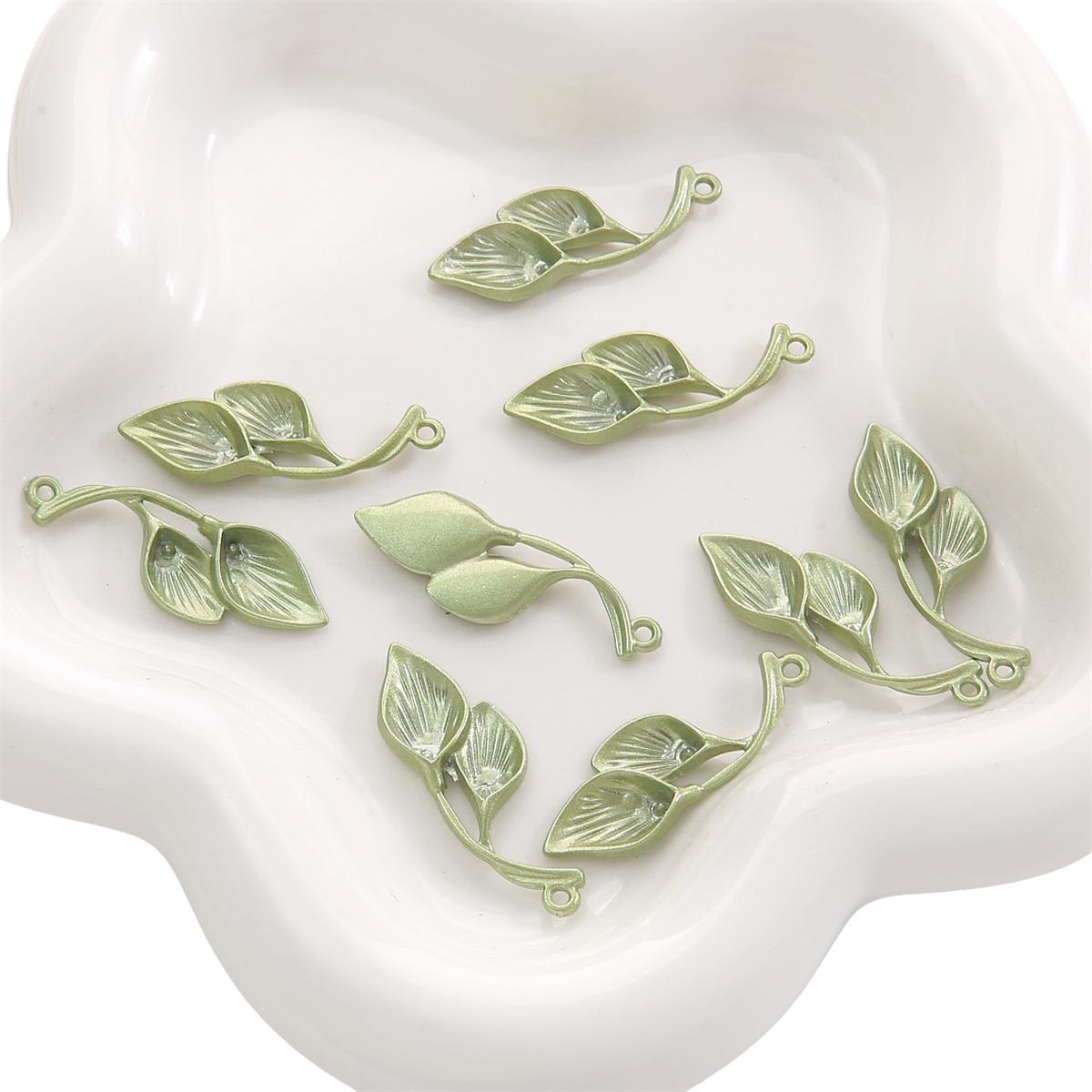 

1-2 шт./пакет из сплава с зелеными листьями, подвеска, браслет, ожерелье, серьги, ювелирные аксессуары 14x36mm 2pcs/bag