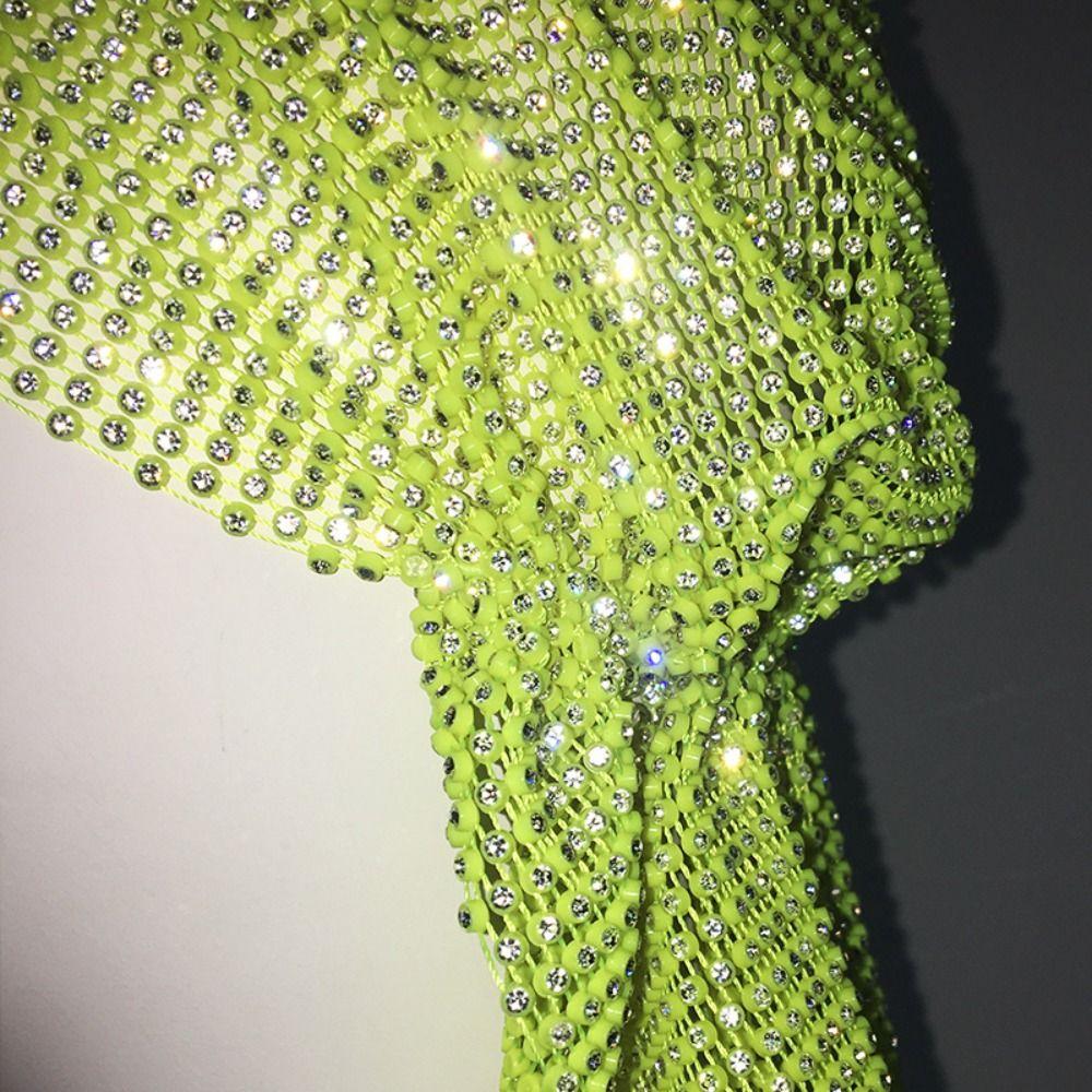 Vintage Aurora Borealis Hair Band Crystal Fishnet Headscarf Rhinestone Bandana  Streetwear