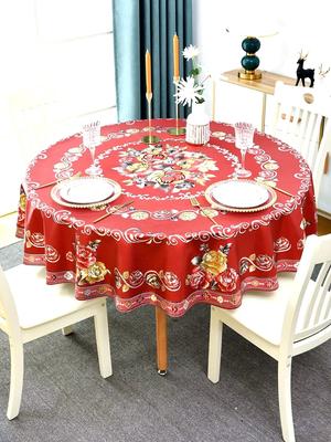 Wasserdichte, ölbeständige, bedruckte runde Tischdecke aus PVC mit Blumenmuster, rot bedruckte Tischdecke für Restaurants, staubdichte Tischdecke