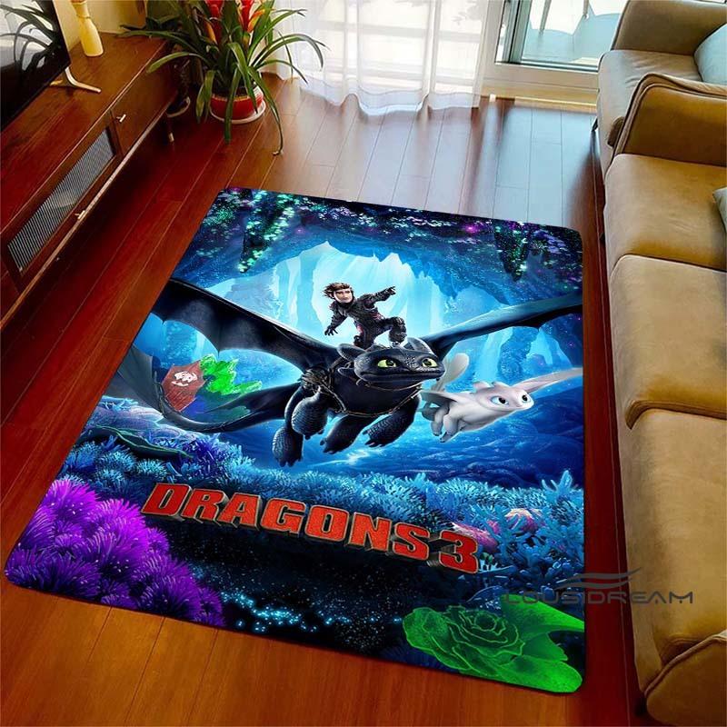 3DHow to Train Your Dragon themed printed rug, suitable for living rooms, bedrooms, sofas, balconies, gardens, etc. Large-sized