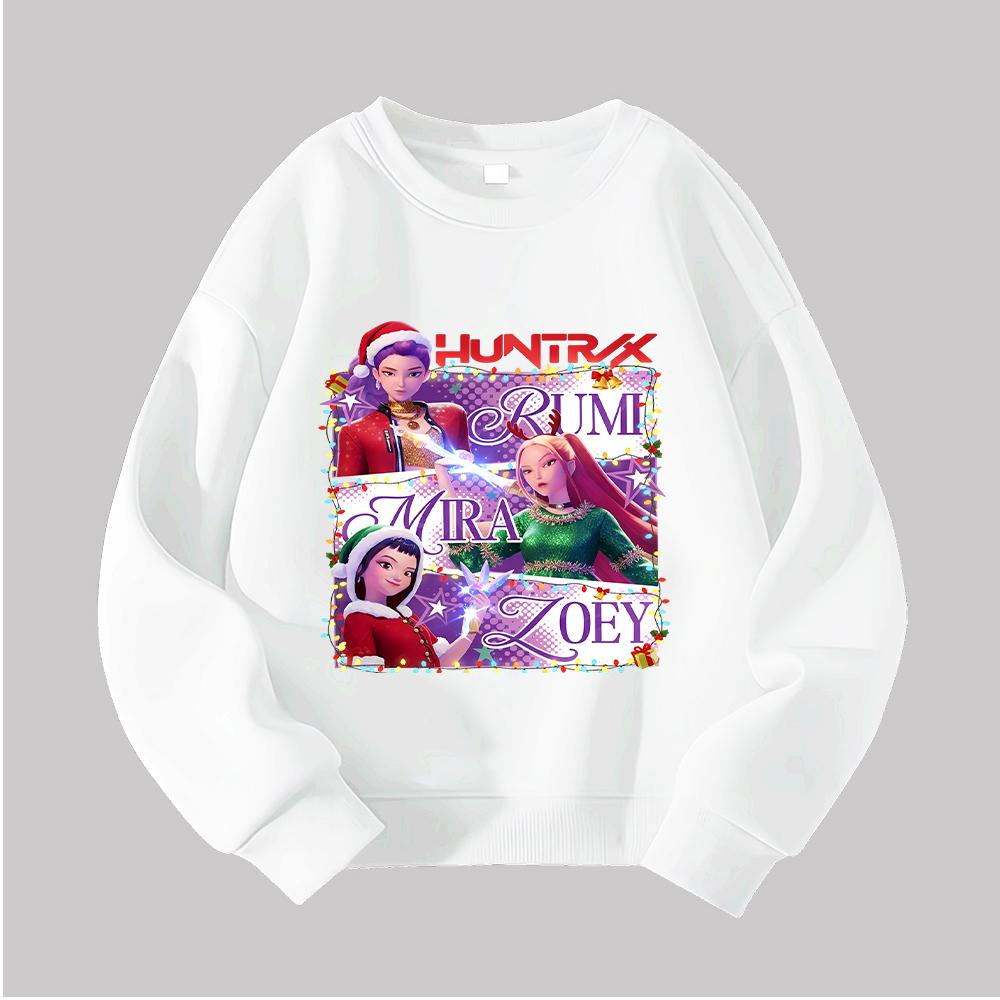 HUNTRX Devil Hunter Weihnachten Kinder Rundhals-Sweatshirt mit Rumi, Mira, Zoey Design für festlichen Spaß