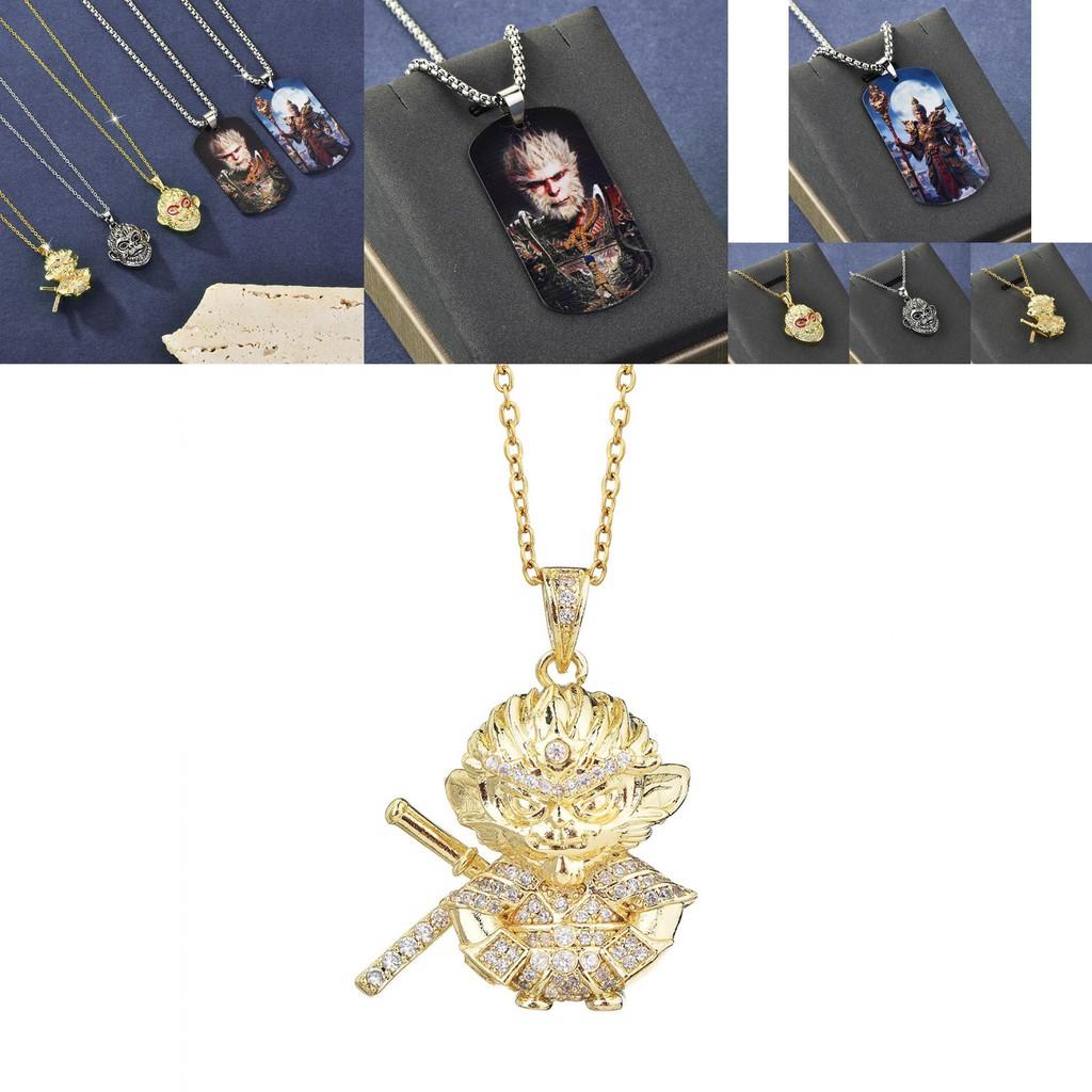 Exquisite Titanium Steel Black Myth Wukong Pendant Necklace For Unisex With Stunning Design