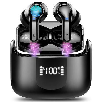 Draadloze oordopjes Bluetooth-koptelefoon 5.3 40H oordopjes bas stereo oordopjes ruisonderdrukkende microfoon in-ear oordopjes USB-C LED-scherm IP7 waterdicht sport