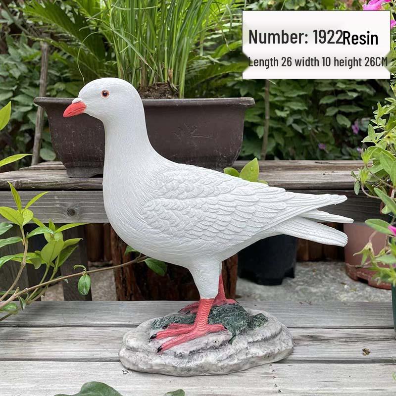 Resin White Pigeon Figurine for Outdoor Garden Decoration