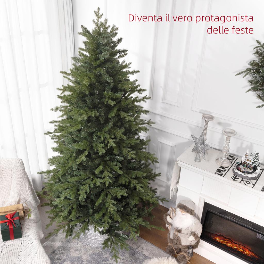 210 Cm Green Plastic Christmas Tree with Metal Base and 2445 Fireproof Branches