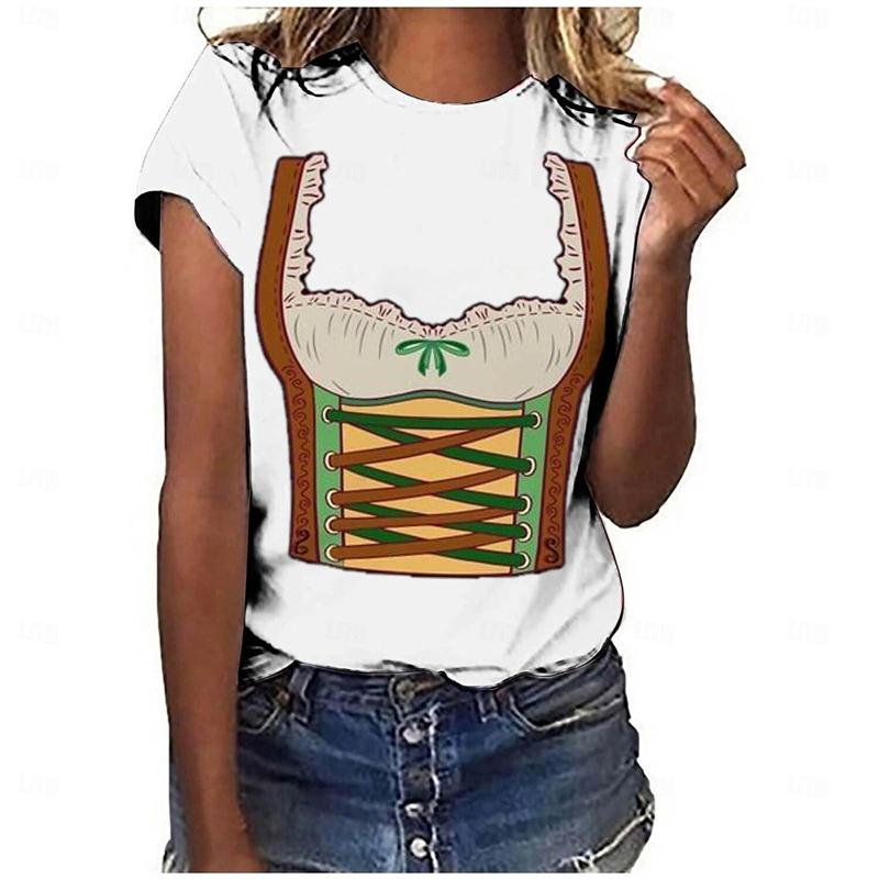 Oktoberfest Beer T-shirt Women 3D Printing Graphic Short Sleeve O-neck T Shirt Party Casual Fashion Funny Tee Top Summer