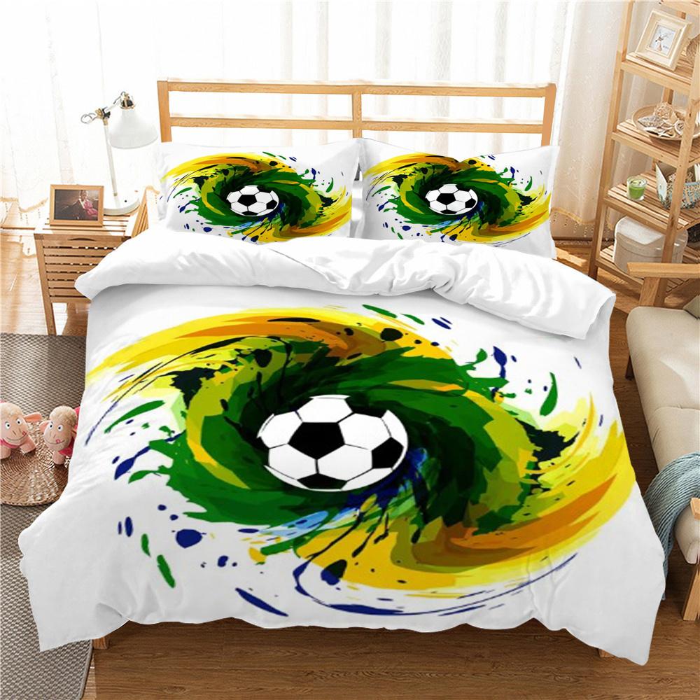 Kreatives Muster-Bettbezug-Set, 3D-Fußball-gedrucktes Heimbettwäsche-Set, Junge, Mann, Einzelbett, Doppelbett, atmungsaktives Bettbezug-Set