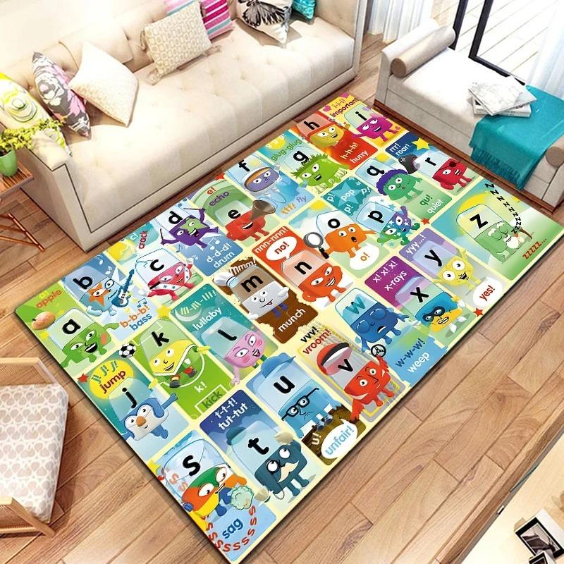 Alphabet Tier Teppichmatte Teppich ABC Buchstaben Pädagogisch Kinder Lernblöcke Heimdekoration Bodenmatte Teppiche für Wohnzimmer