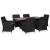 Day and Night - idaXL 7-piece Garden Dining Set Black Synthetic Rattan