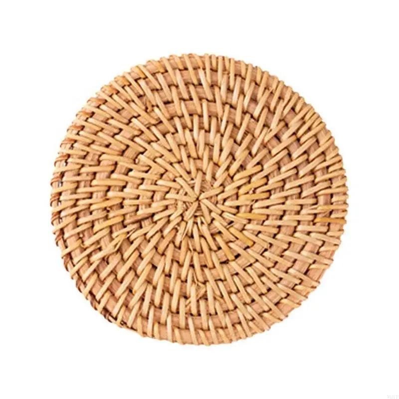 1Pc Vine Woven Mat, Heat-resistant Cup Mat, Pot Mat, Heat Insulation Mat, Kitchen Wooden Storage Tea Set Accessories, Cup Mat
