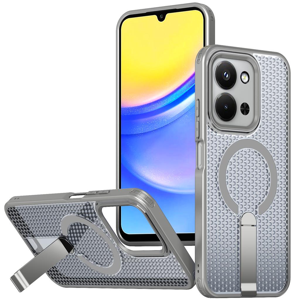 Military Anti-fall Cooling Hole Design Magnetic Case For Xiaomi Poco C85 Redmi 15C 4G 171.6mm 5G 173.2mm Metal Stand Back Cover