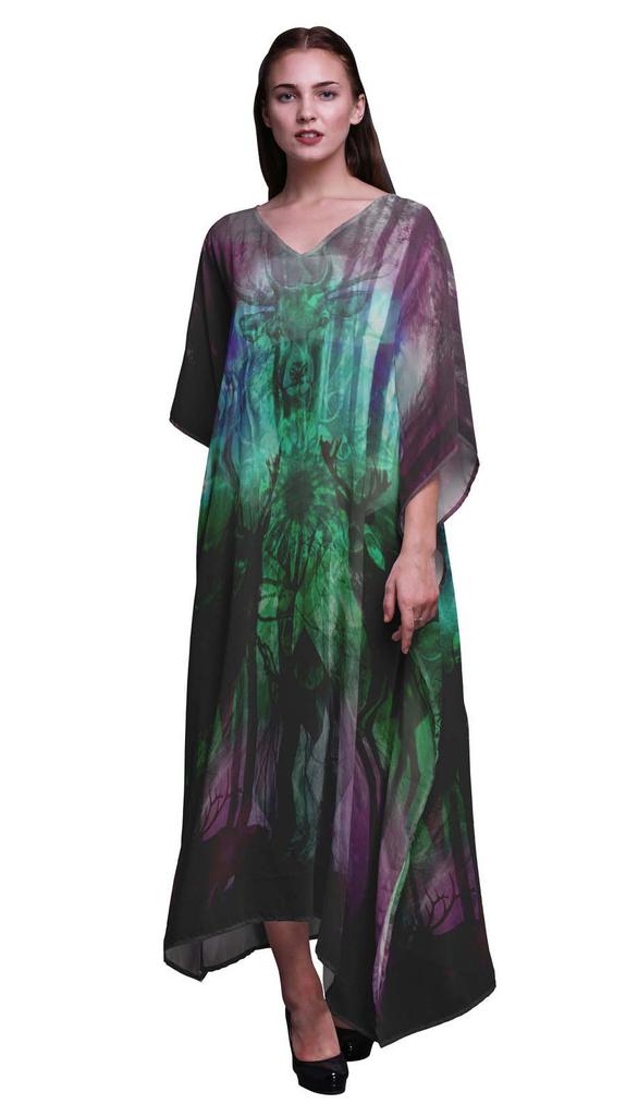 Phagun Deer Jungle Womens Long Beach Kaftan Beachwear Bikini Coverup Maxi