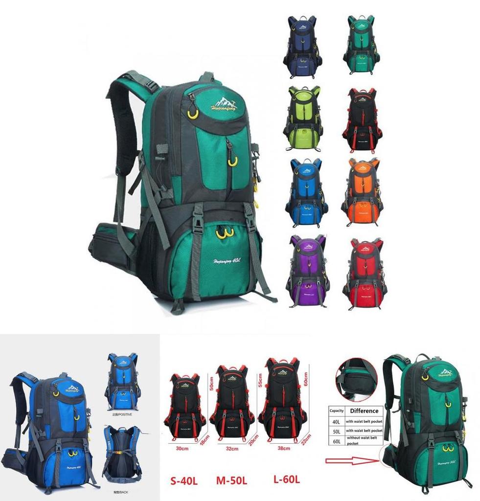 Hexagonal Nylon Backpack For Camping Climbing And Trekking 40l/50l/60l
