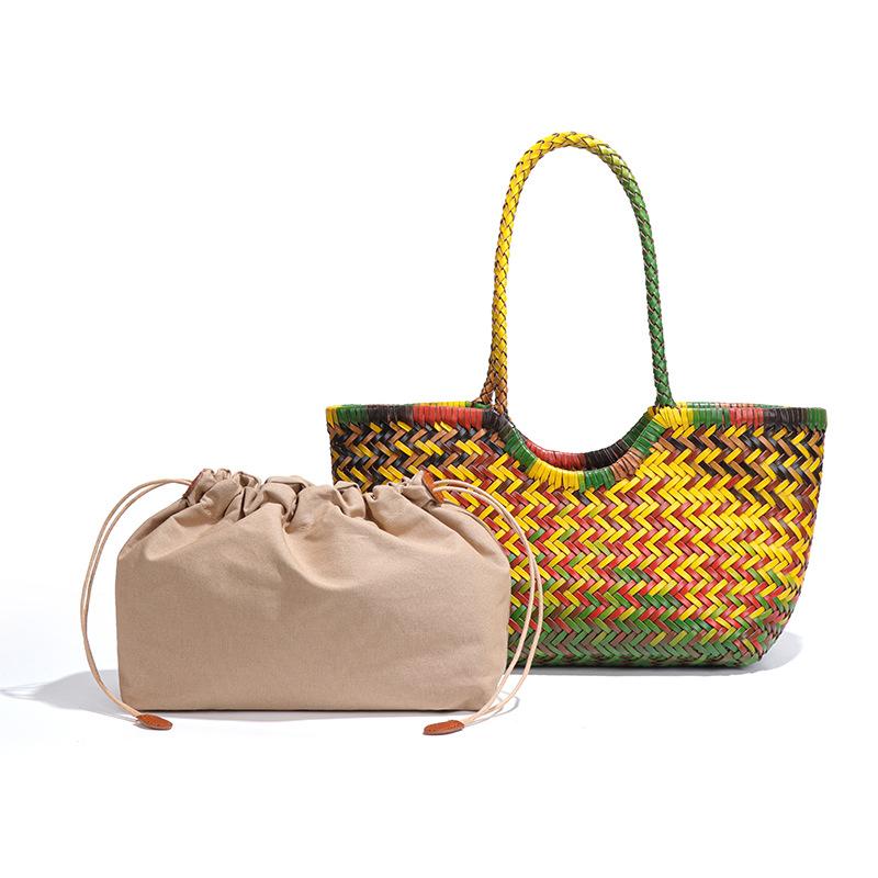 

Трендовая плетеная сумка Модный тренд Сумка-корзина для овощей Одноплечевая Подмышечная Женская сумка Большая вместимость Портативная сумка для мамы и ребенка