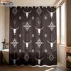 1 Piece Retro Horn Print Waterproof Shower Curtain Partition Privacy Hanging Curtain With 12 Hooks In Multiple Sizes