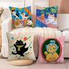 fashing Cute cat illustrations Pillow Case Natural Linen Double-Sided Printing Sofa Home Decor Cushion Cover