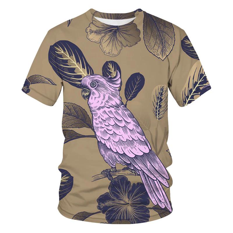 Round Neck Floral Pattern 3D Printed T-shirts Casual Short Sleeved Men's T-shirts - Soft Medium Stretch Polyester Fabric Summer Relaxed Fit Clothing