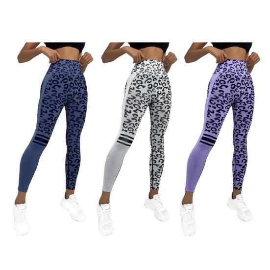Pantalones de yoga para mujer con estampado de leopardo, cintura alta, control de barriga, levantamiento de glúteos, ajustados, suaves, transpirables, ajustados, pantalones largos deportivos sin costuras