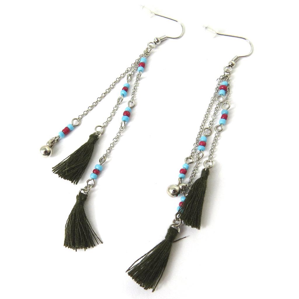 Les Trésors De Lily [M9349] - 'Altaï' Designer Earrings Black Blue
