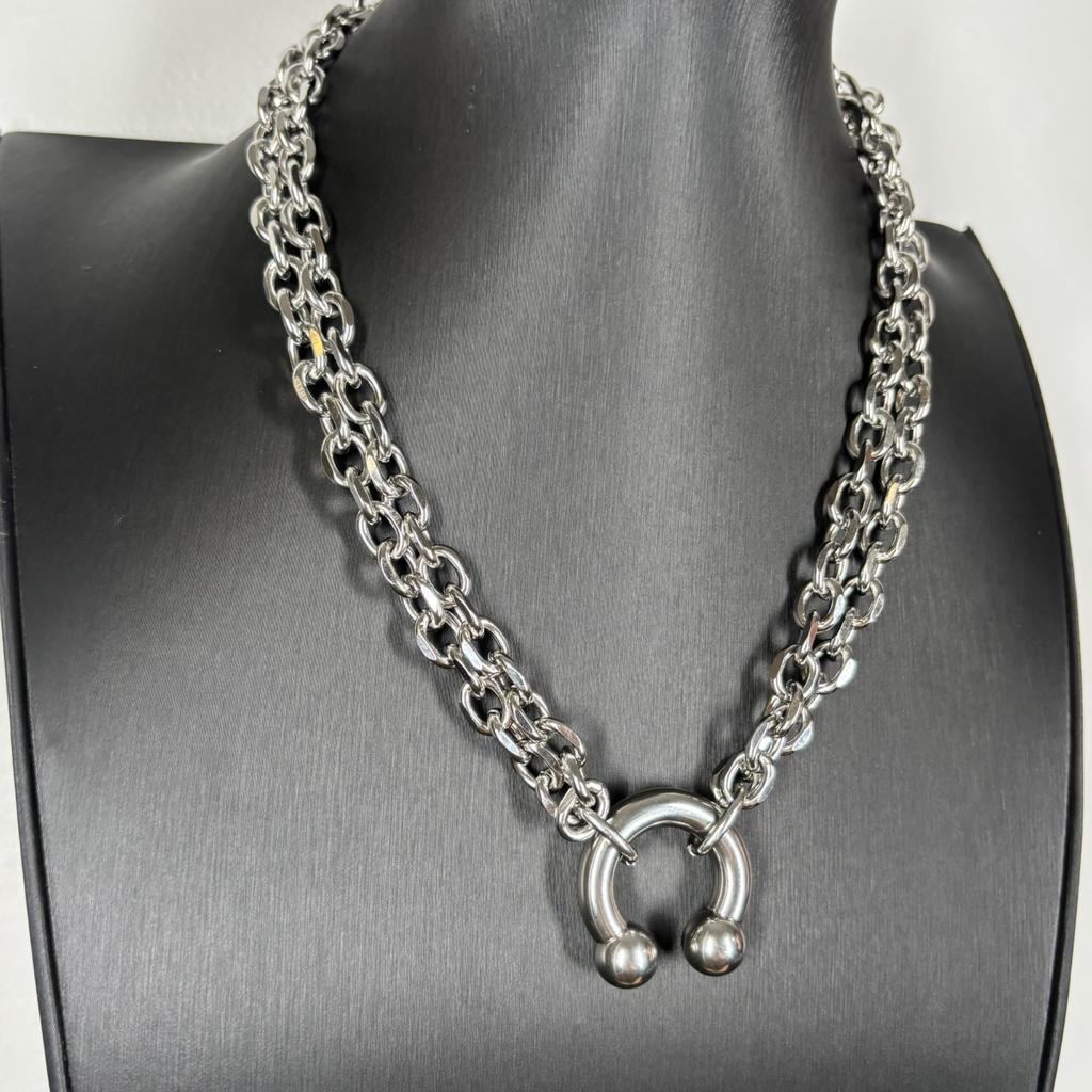 Collana Grande Acciaio Inossidabile Borchiata Party Punk Emo Unisex Collana Eccessiva Choker Gotico Y2K Gioielli Accessori