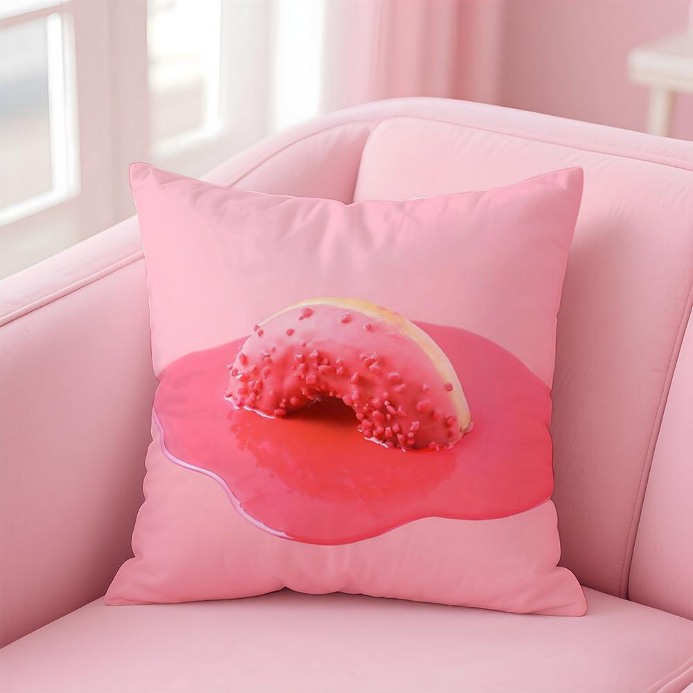 Lovely Playful Sweet Donut Cute Anime Cushion Cover Linen Pillowcase Cover Soft Decor for Sofa Home Room