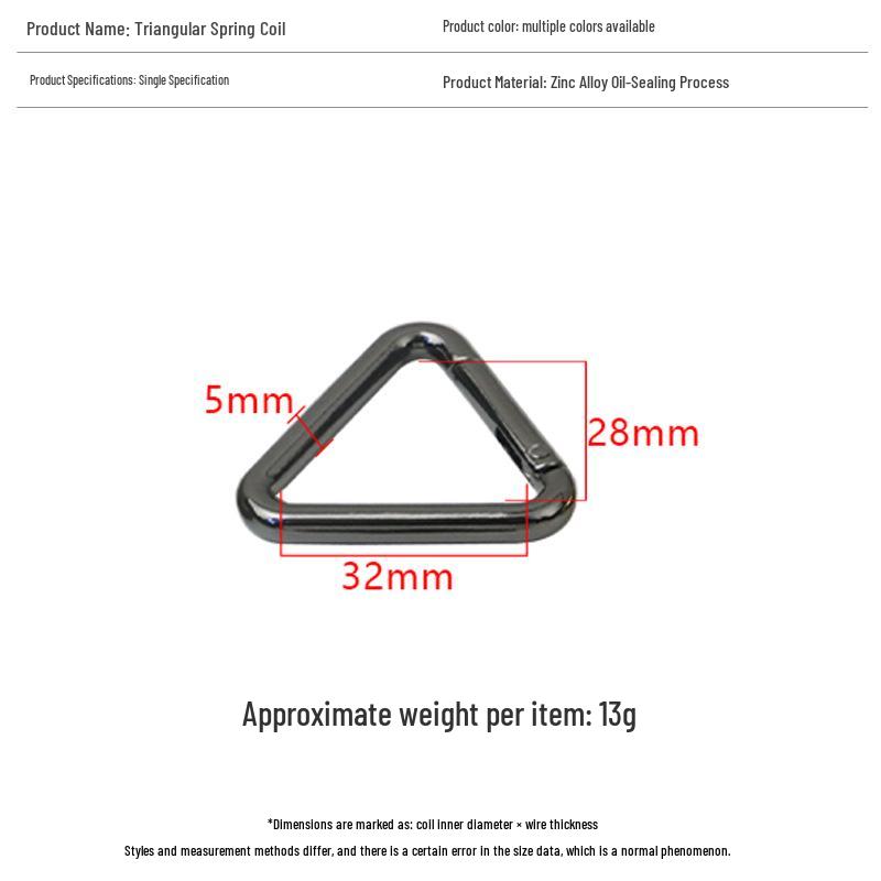 Zinc Alloy Triangular Spring Ring for 1-inch Webbing - Luggage Hardware Shoulder Strap Buckle
