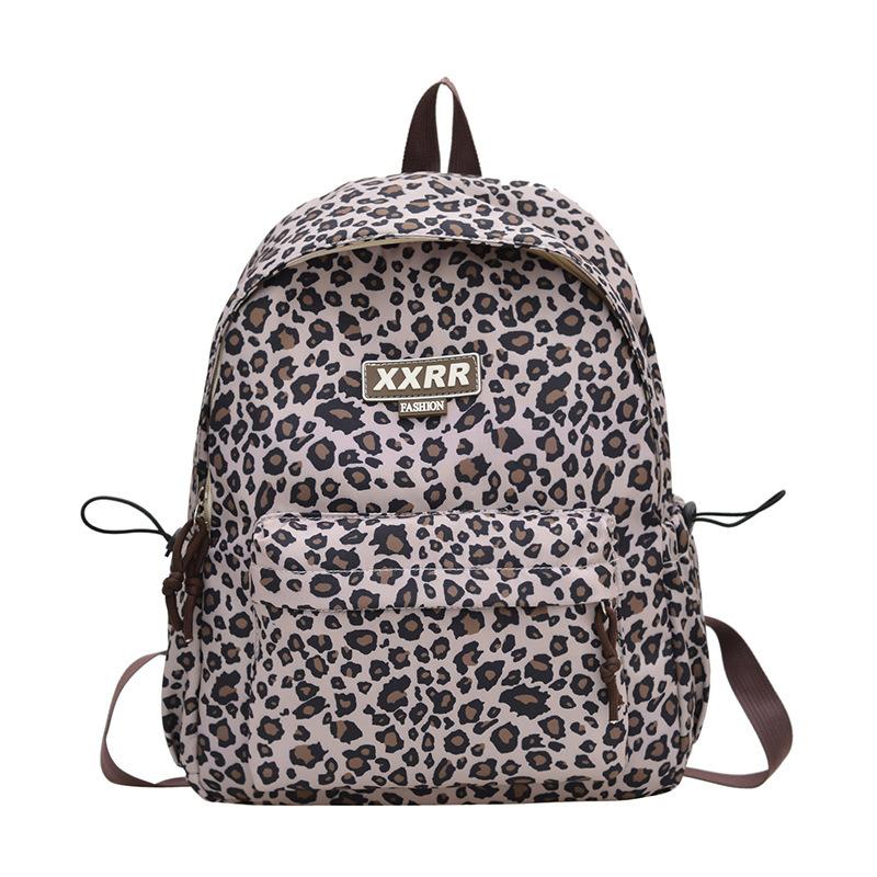 Schoolbag Trendy New Leopard Print Backpack Girls Junior High School Students High School Bag Korean Version of Foreign Style Girl Travel Backpack